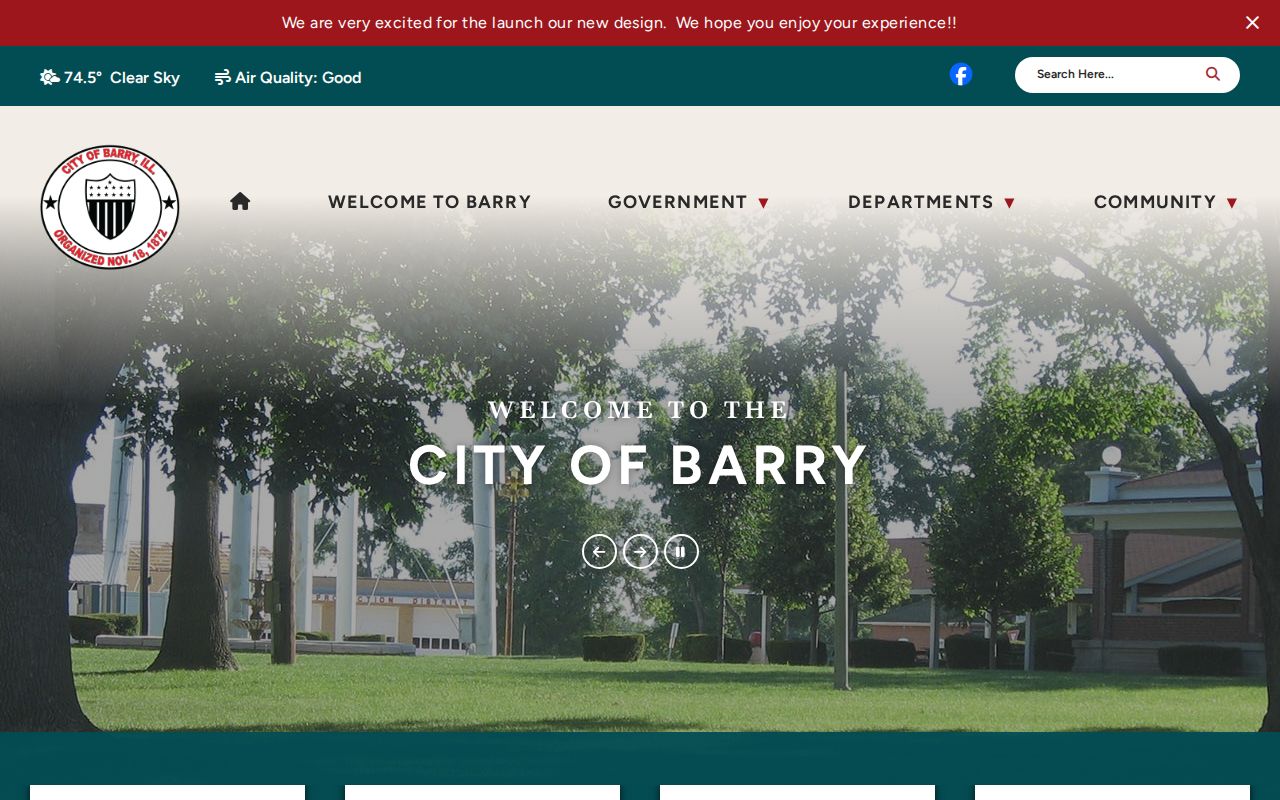 Official City of Barry website showing local government information