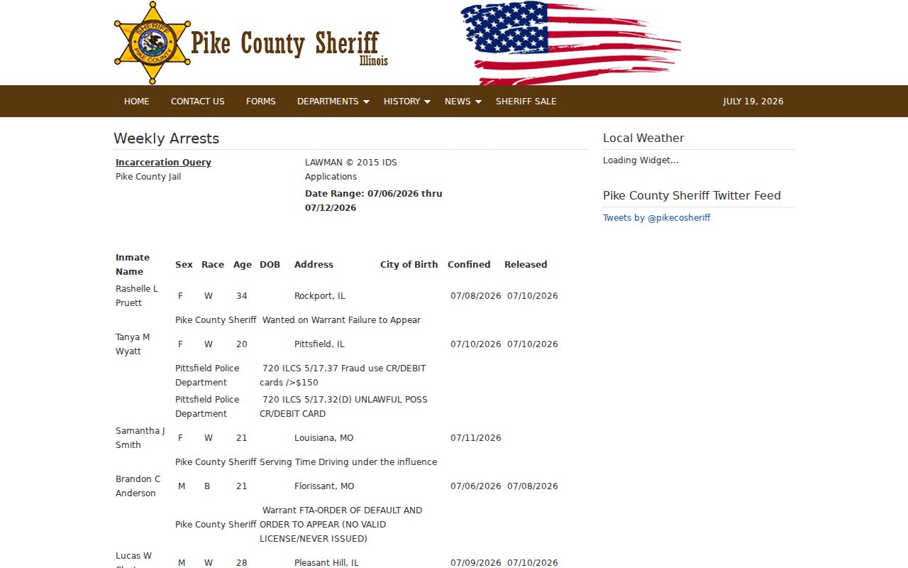 Pike County arrest lookup weekly LAWMAN reports