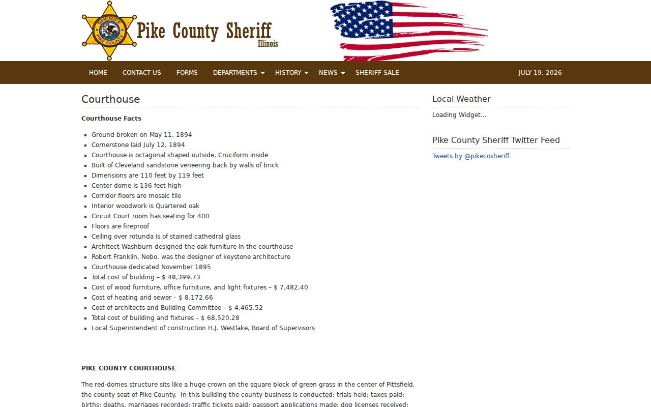 Pike County Sheriff's courthouse history webpage